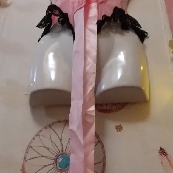 Avidlove (L) Pink and Black Lace Multi Tie Teddie - NWOT - Picture 4 of 7